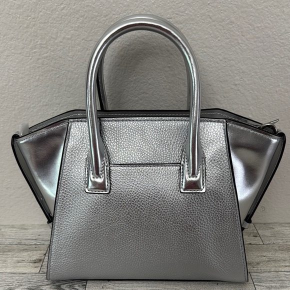 Michael Kors Avril Small Silver Satchel NWT - Picture 3 of 16
